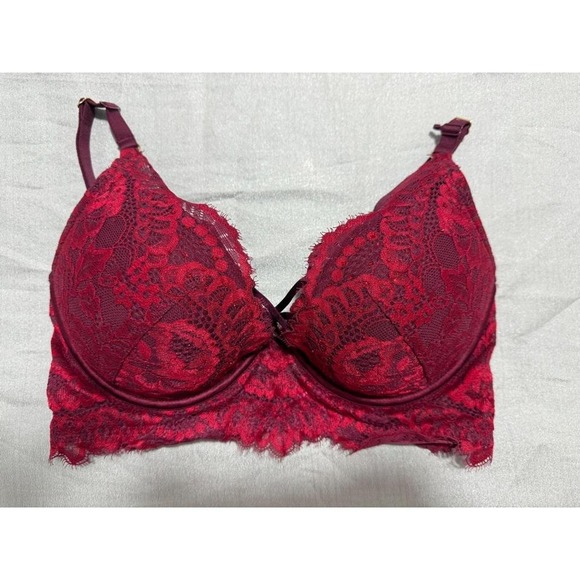 La Senza Beyond Sexy Lace Longline Bra 34D Red Adjustable Straps - Picture 1 of 8